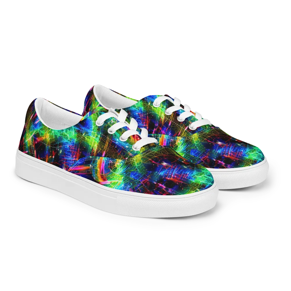 Neon Pulse on Men's Lace-Up Canvas Shoes — Right Front