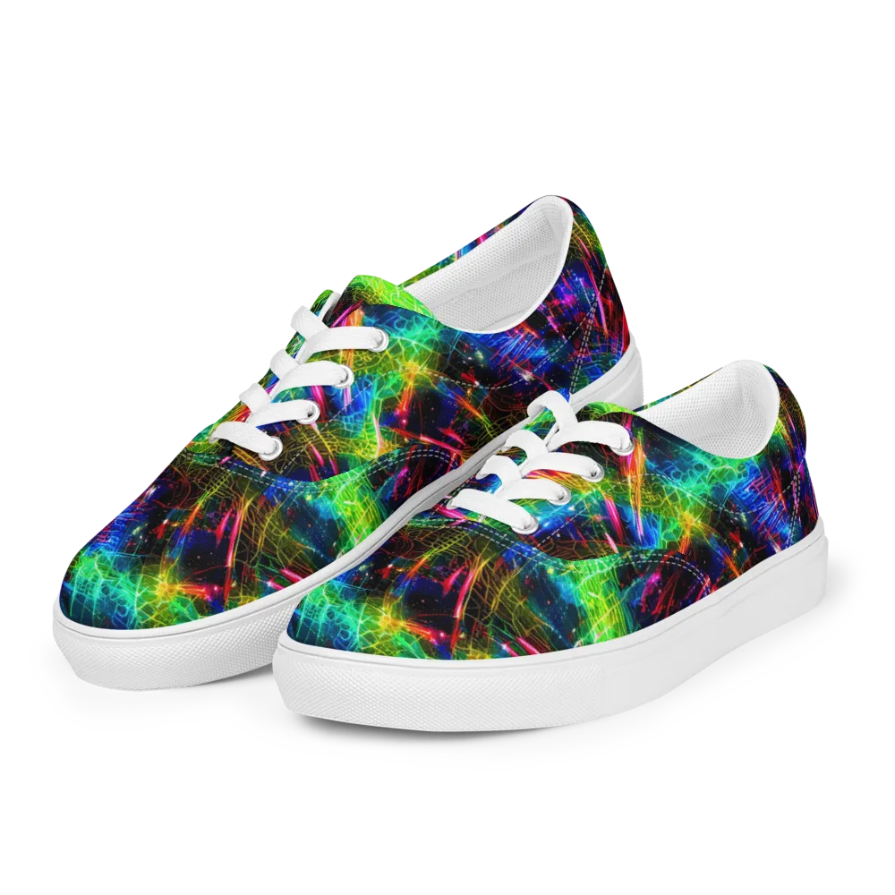 Neon Pulse on Men's Lace-Up Canvas Shoes — Left Front
