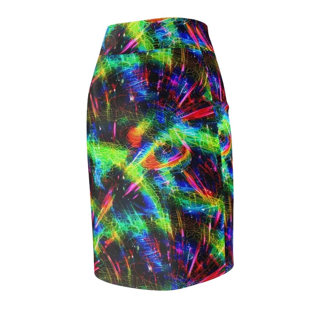 Neon Pulse on Pencil Skirt — Back Side