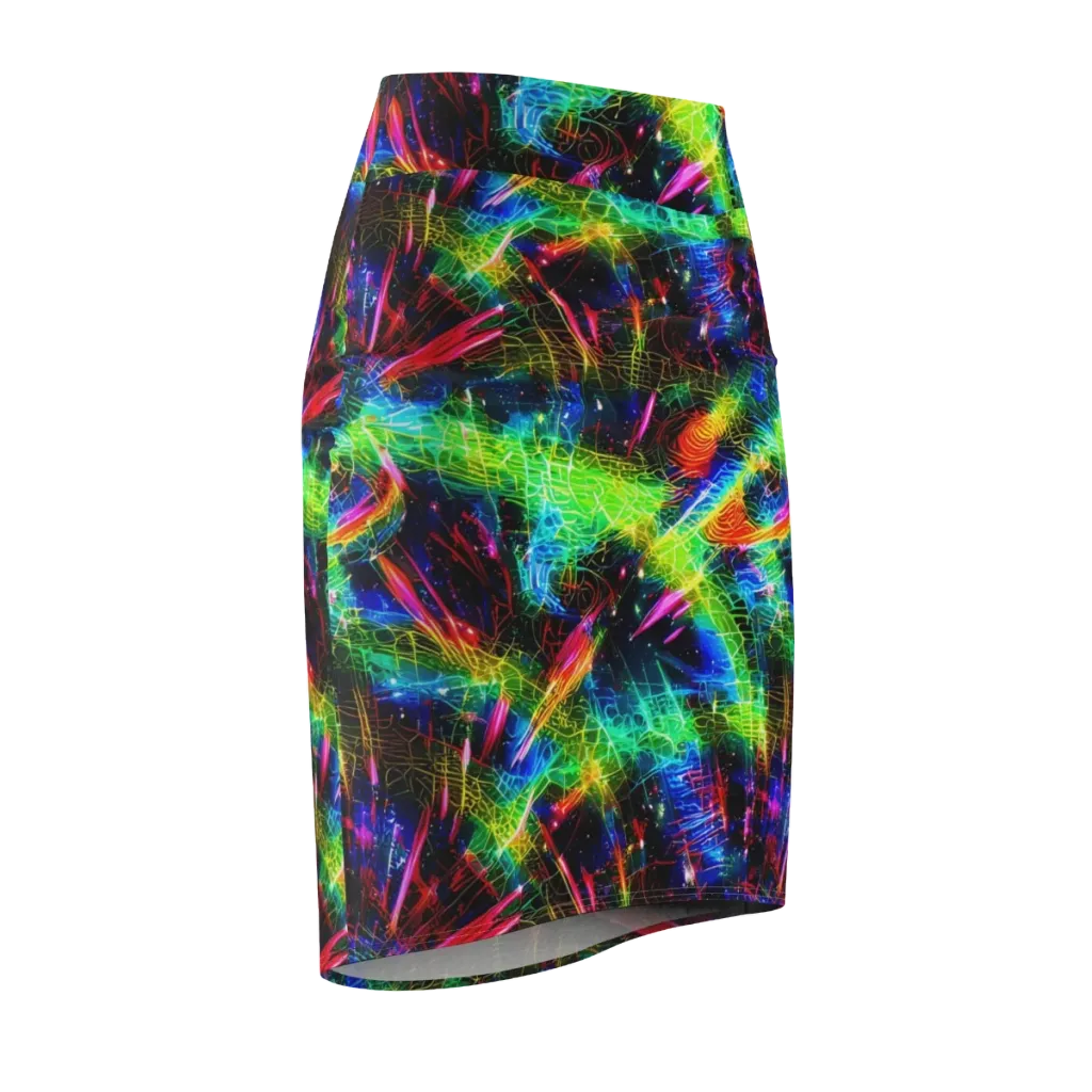 Neon Pulse on Pencil Skirt — Front Side