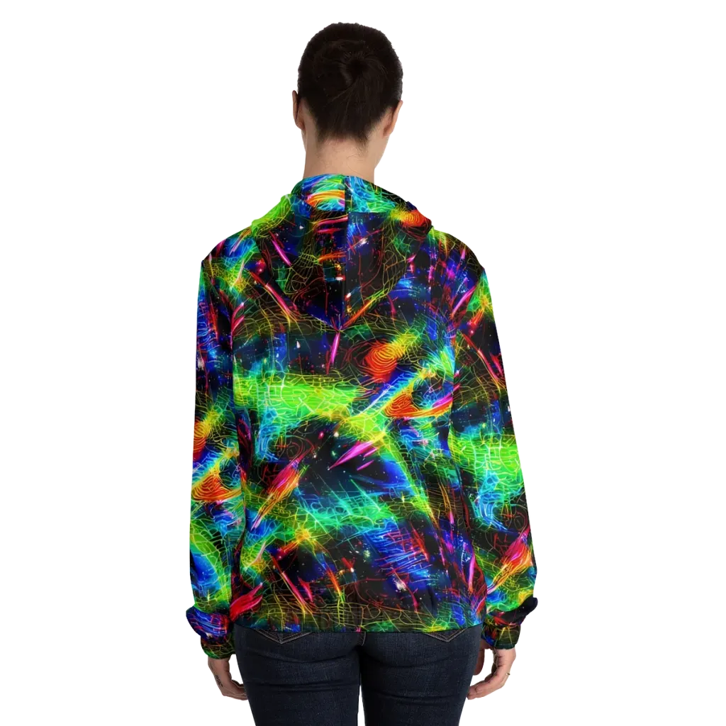 Neon Pulse on Women's Full-Zip Hoodie — Back On Person