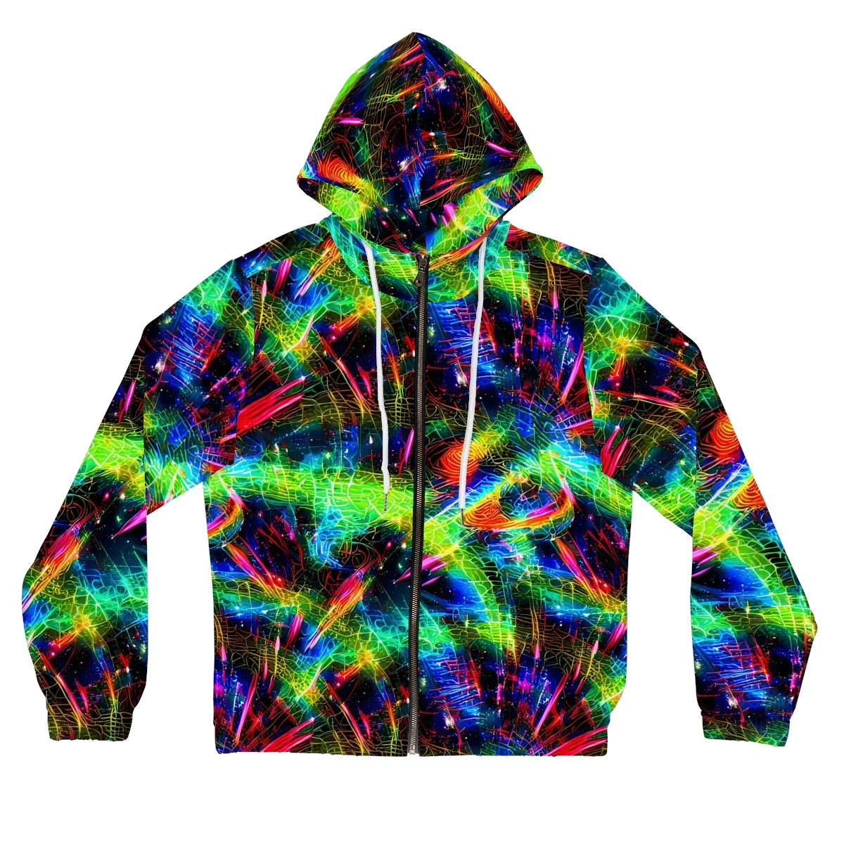 Neon Pulse on Women's Full-Zip Hoodie — Front