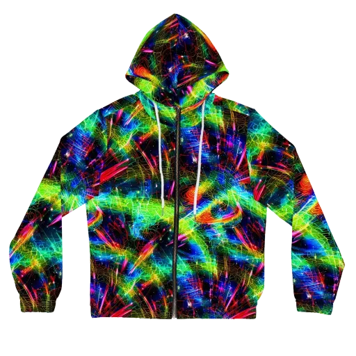 Neon Pulse on a Women's Full-Zip Hoodie