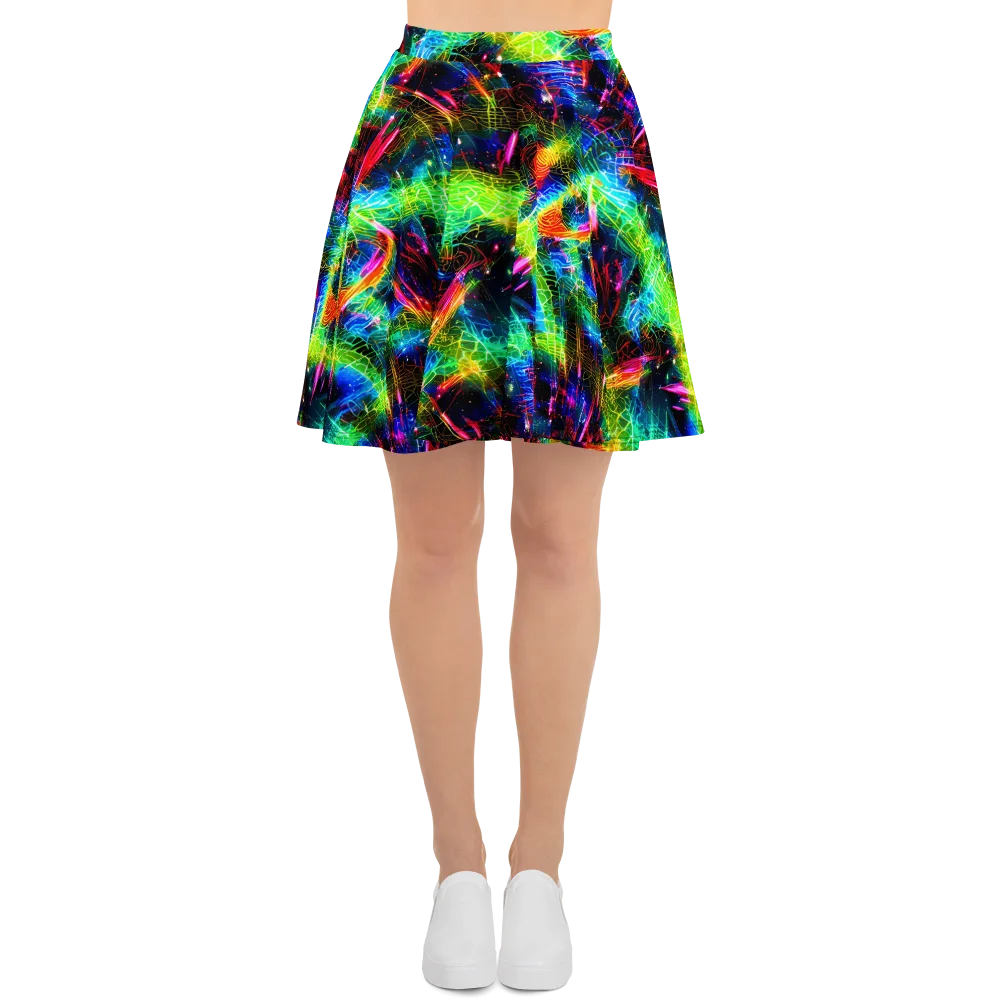 Neon Pulse on Skater Skirt — Front