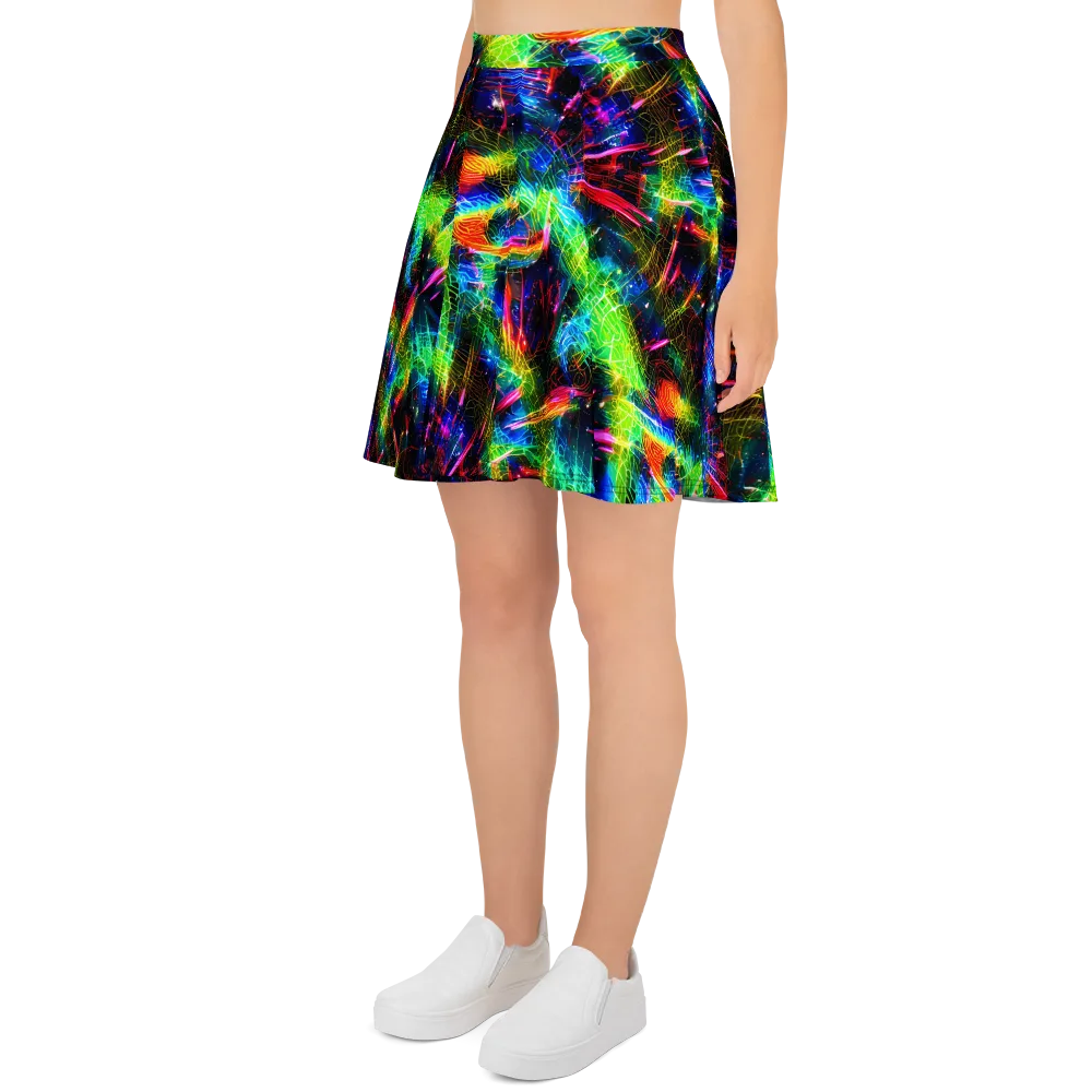 Neon Pulse on Skater Skirt — Left
