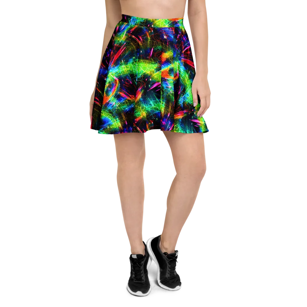 Neon Pulse on Skater Skirt — Front