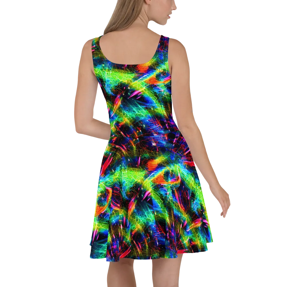 Neon Pulse on Skater Dress — Back