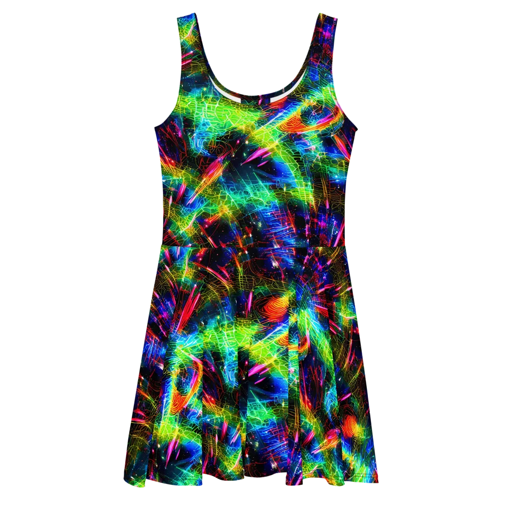 Neon Pulse on Skater Dress — Front