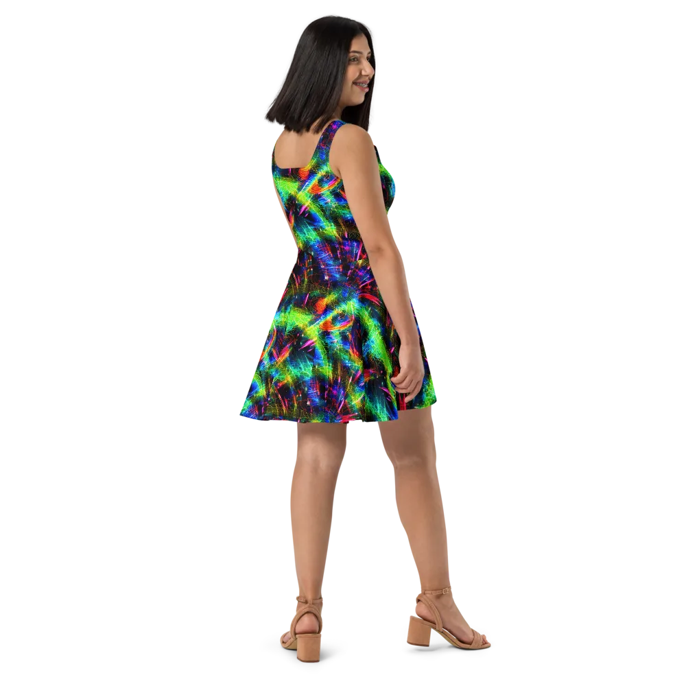 Neon Pulse on Skater Dress — Right