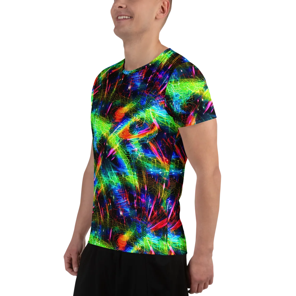 Neon Pulse on Men's Athletic T-Shirt — Left