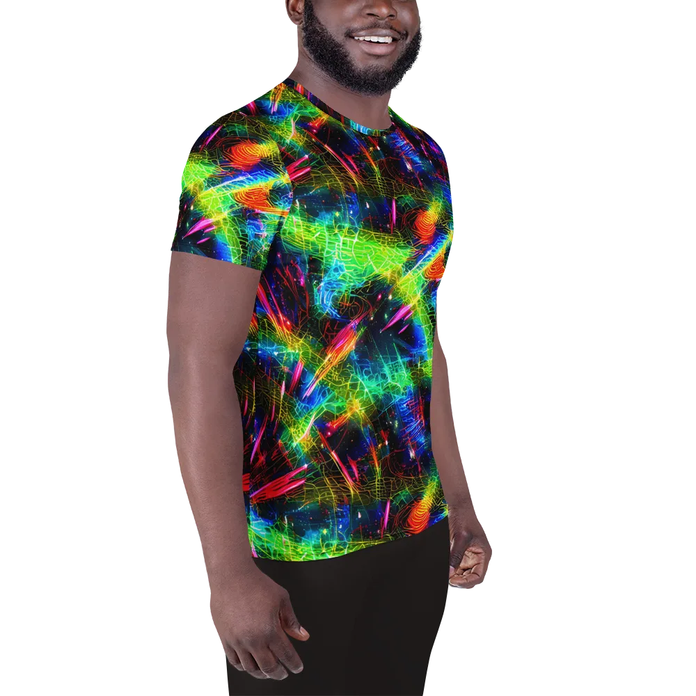 Neon Pulse on Men's Athletic T-Shirt — Right