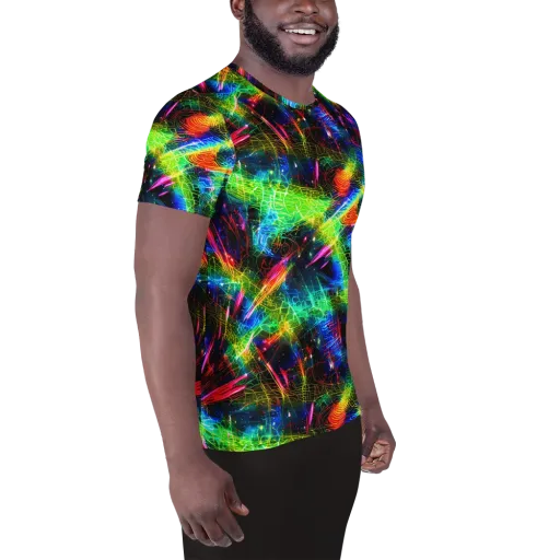 Neon Pulse on a Men's Athletic T-Shirt