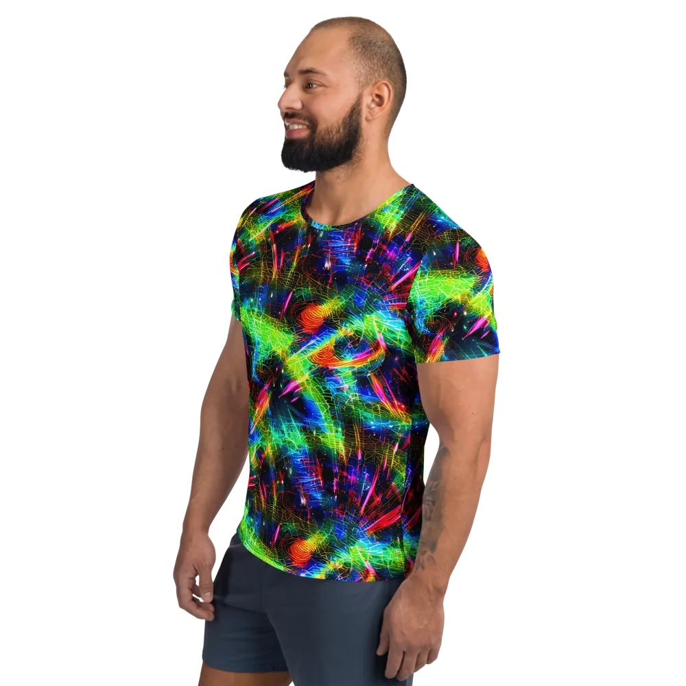 Neon Pulse on Men's Athletic T-Shirt — Left