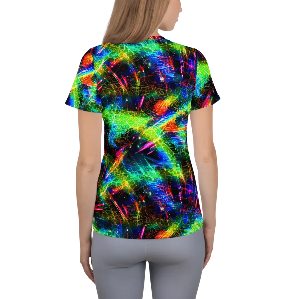 Neon Pulse on Women's Athletic T-Shirt — Back