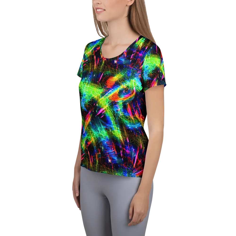 Neon Pulse on Women's Athletic T-Shirt — Left