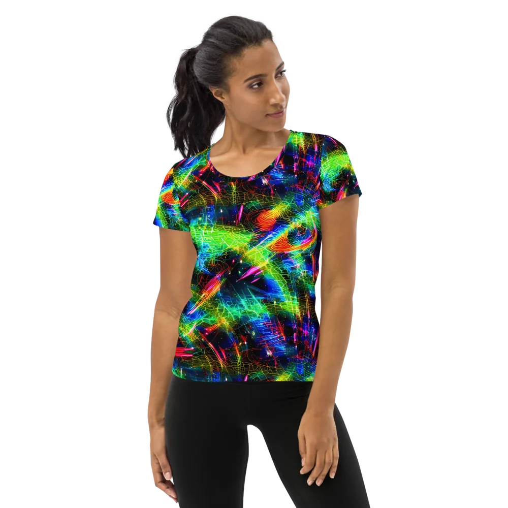 Neon Pulse on Women's Athletic T-Shirt — Front