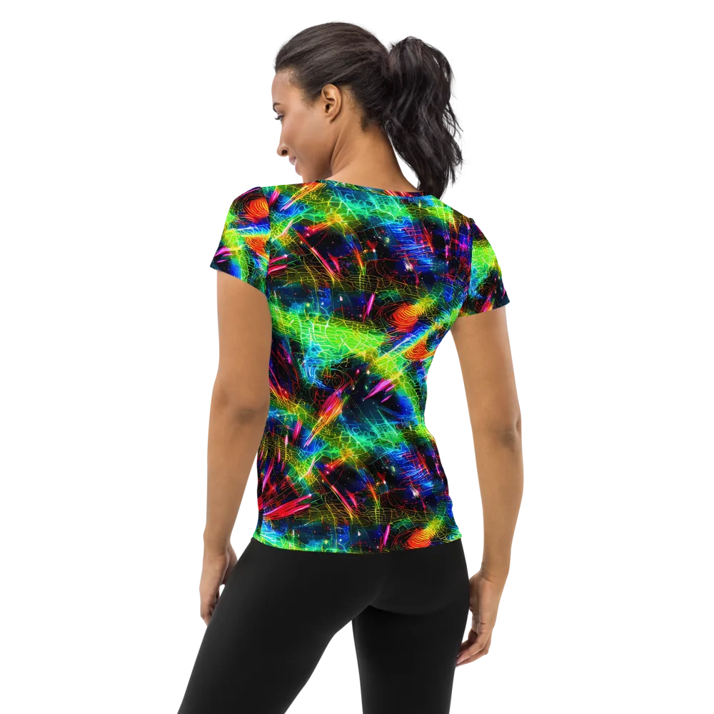 Neon Pulse on Women's Athletic T-Shirt — Back