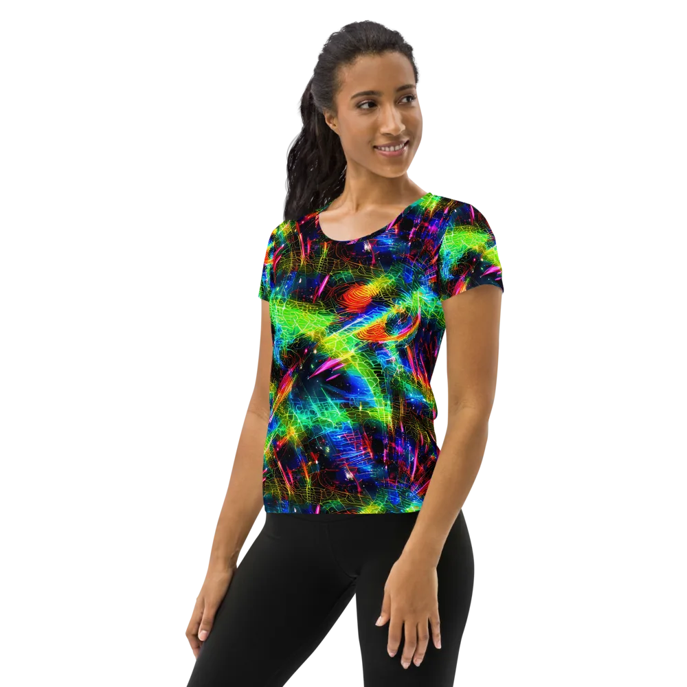 Neon Pulse on Women's Athletic T-Shirt — Left
