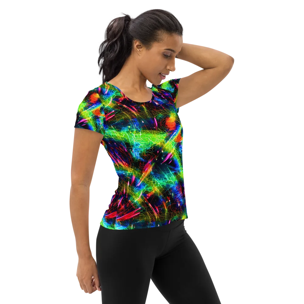 Neon Pulse on Women's Athletic T-Shirt — Right