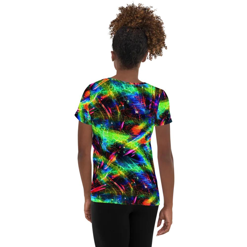 Neon Pulse on Women's Athletic T-Shirt — Back