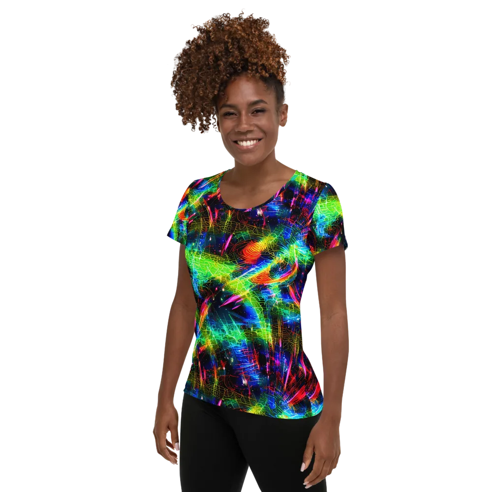 Neon Pulse on Women's Athletic T-Shirt — Left