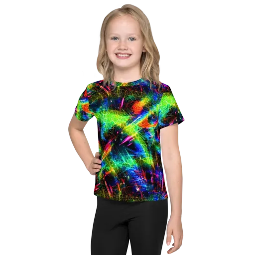 Neon Pulse on a Kids Crew Neck T-Shirt