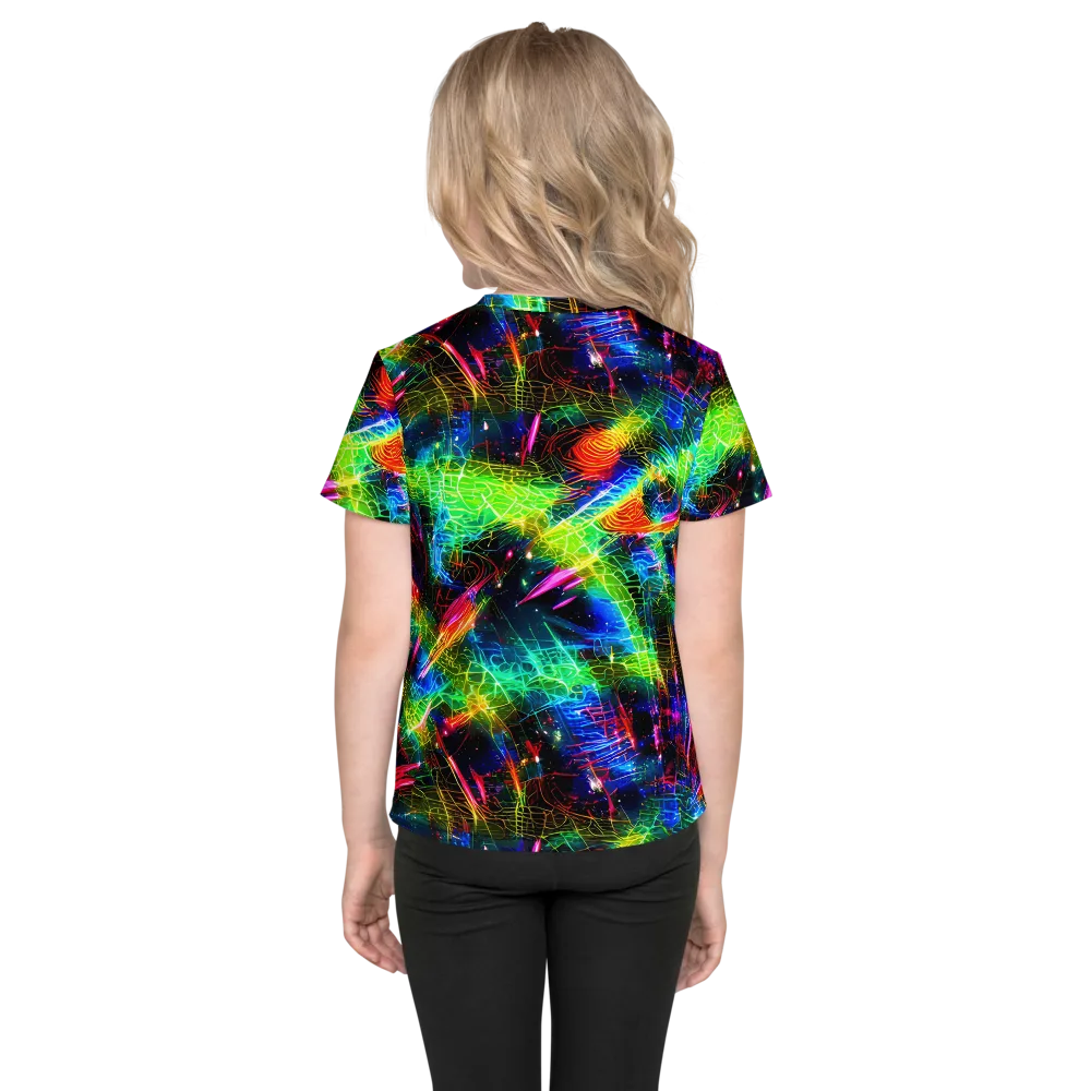 Neon Pulse on Kids Crew Neck T-Shirt — Back