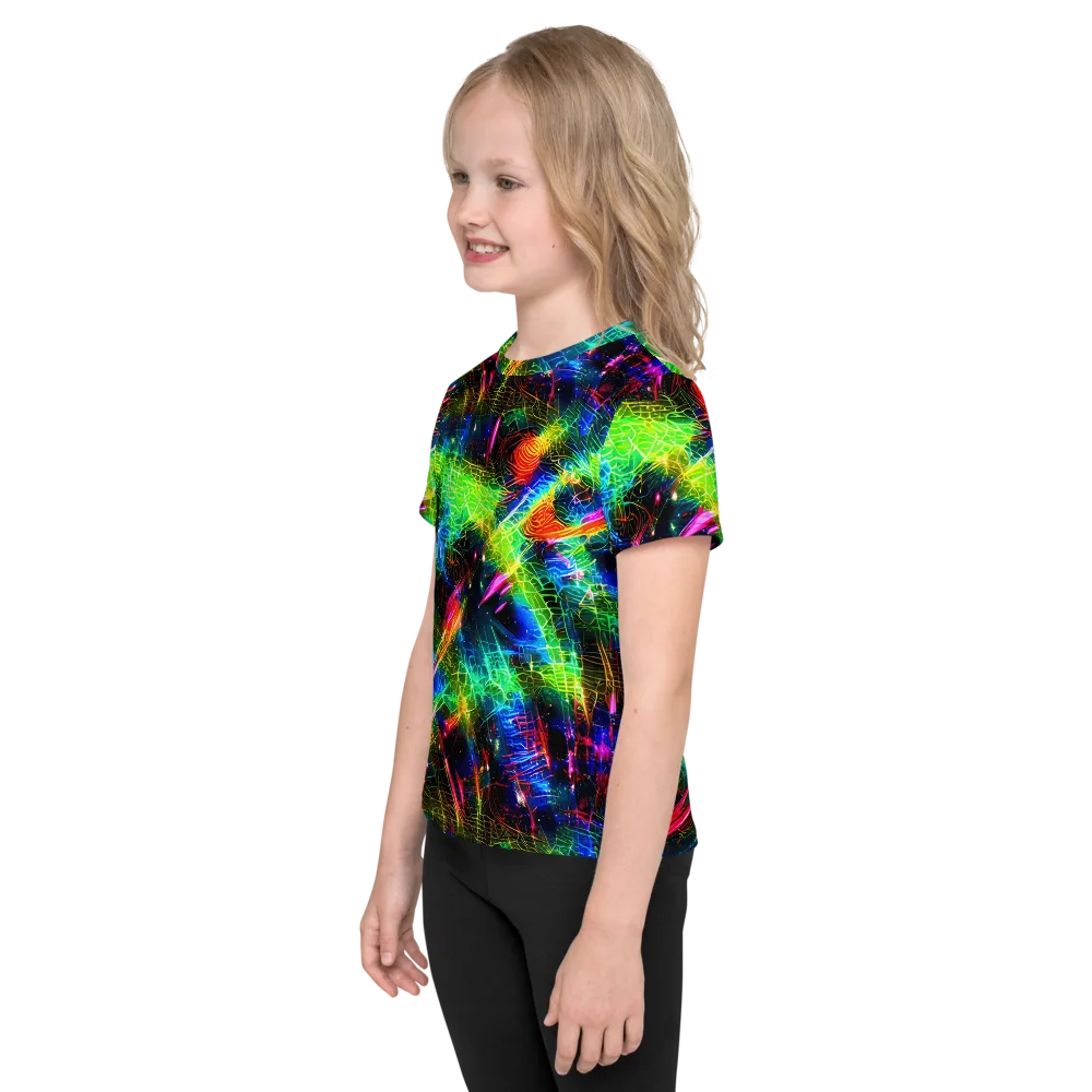 Neon Pulse on Kids Crew Neck T-Shirt — Left