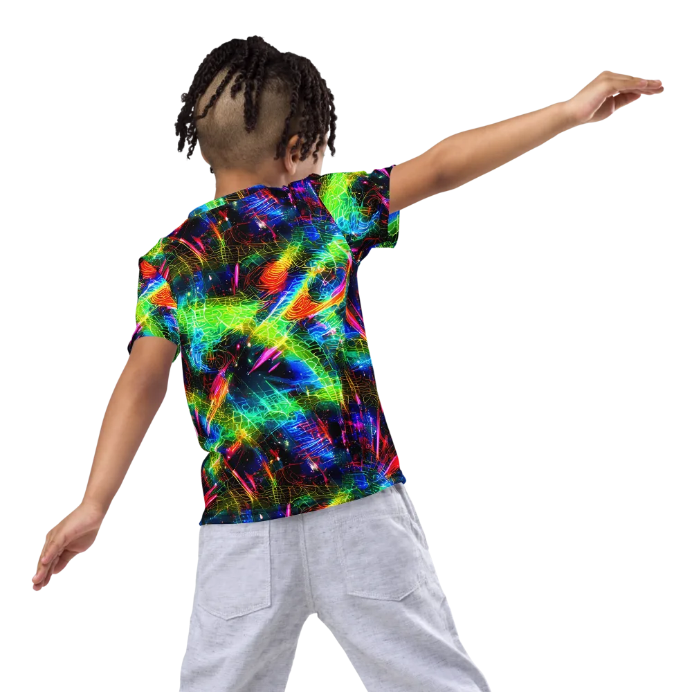 Neon Pulse on Kids Crew Neck T-Shirt — Back