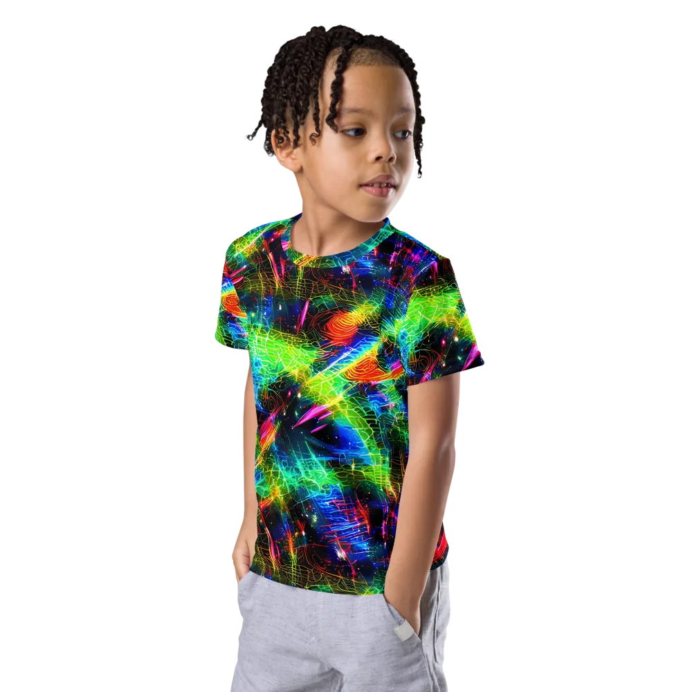 Neon Pulse on Kids Crew Neck T-Shirt — Left Front