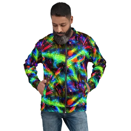 Neon Pulse on a Bomber Jacket