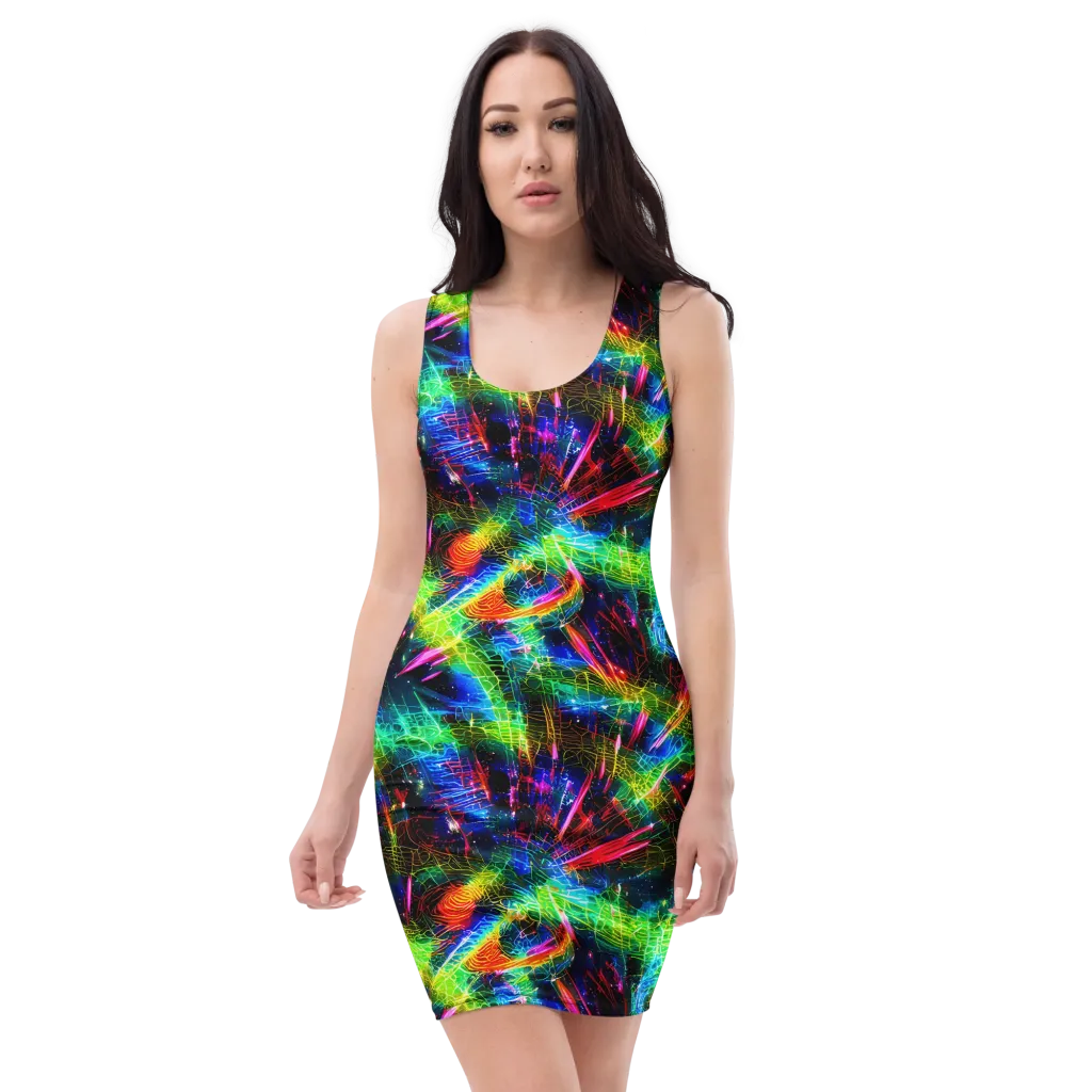 Neon Pulse on Bodycon Dress — Front