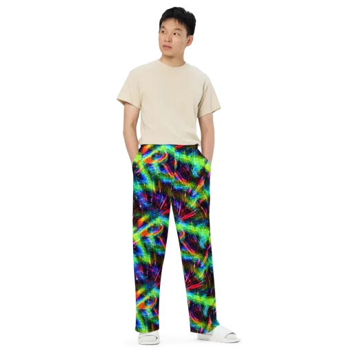 Neon Pulse on a Wide-Leg Pants