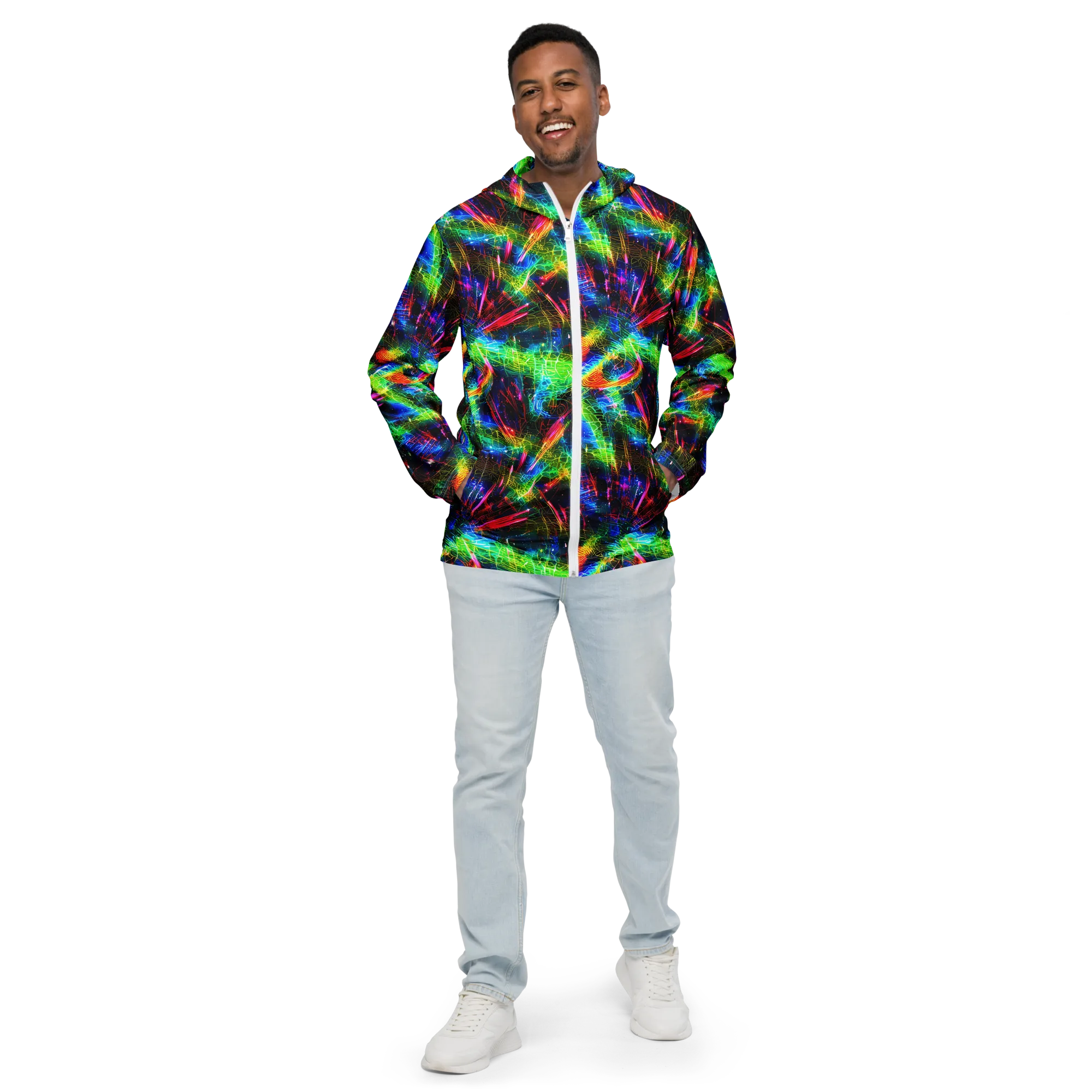 Neon Pulse on Men's Windbreaker — Front