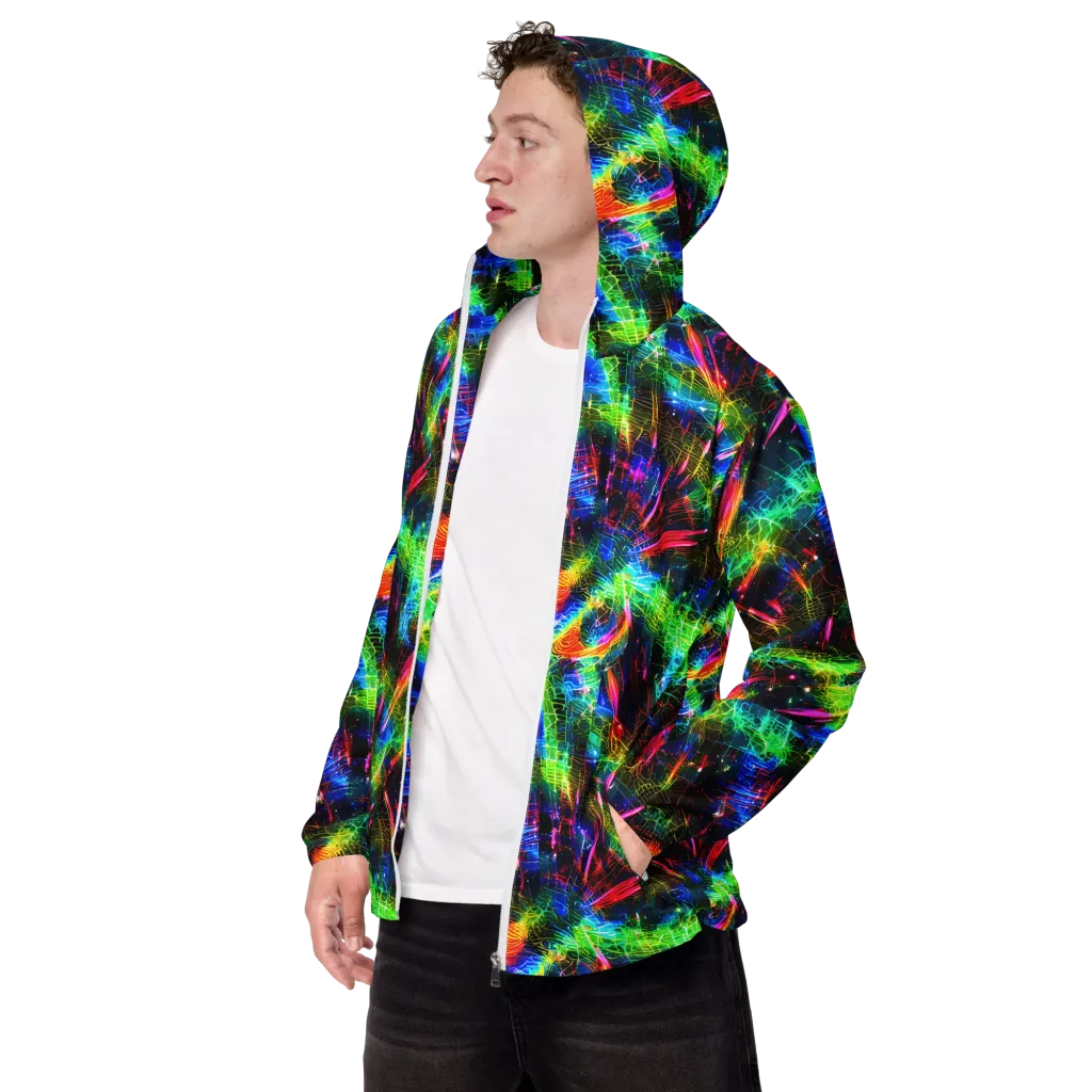 Neon Pulse on Men's Windbreaker — Left Front