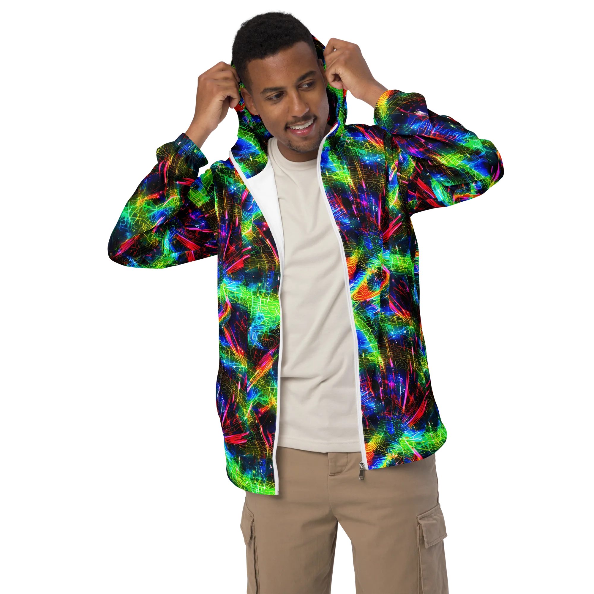 Neon Pulse on Men's Windbreaker — Front
