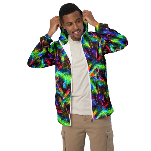 Neon Pulse on a Men's Windbreaker