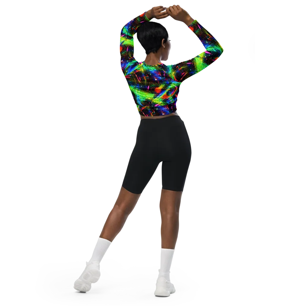 Neon Pulse on Long Sleeve Crop Top — Back