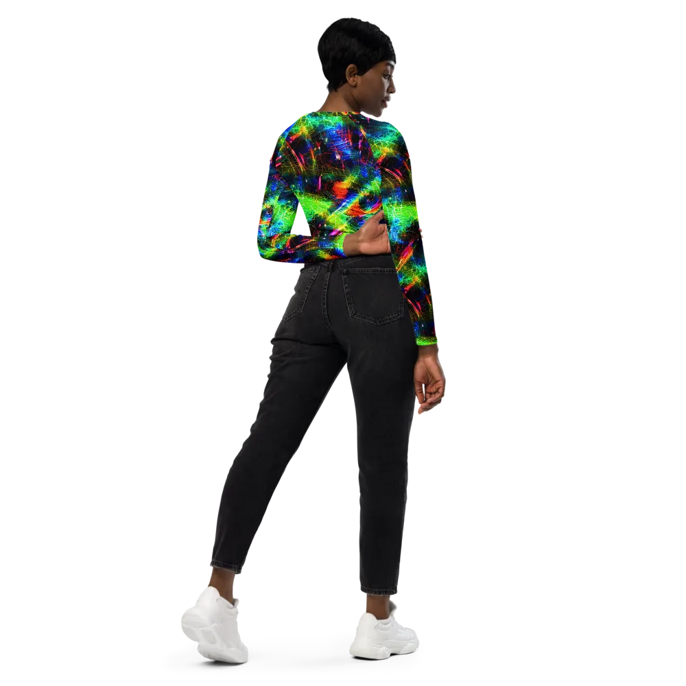 Neon Pulse on Long Sleeve Crop Top — Right Back
