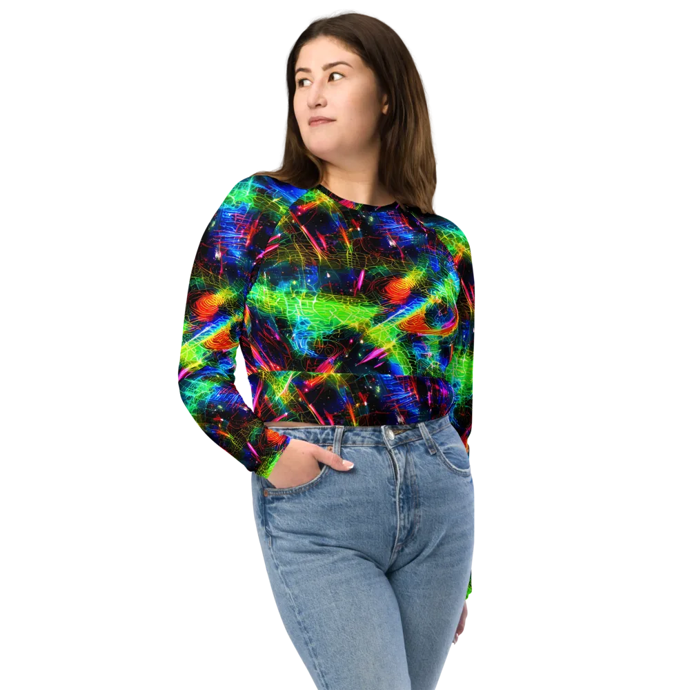 Neon Pulse on Long Sleeve Crop Top — Front