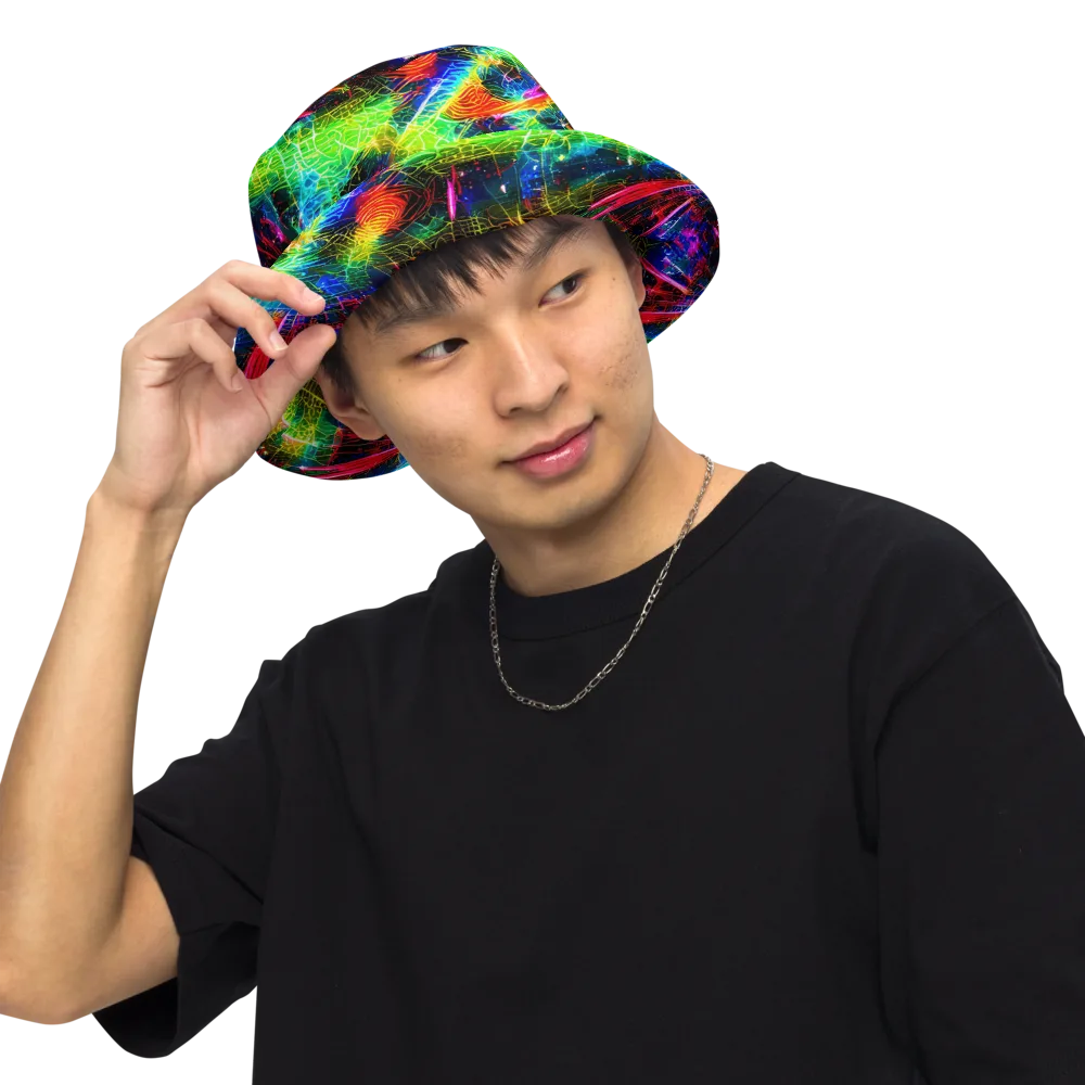 Neon Pulse on Reversible Bucket Hat — Front Inside