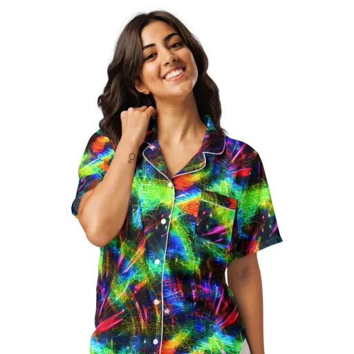Neon Pulse on a Women's Short Sleeve Pajama Top