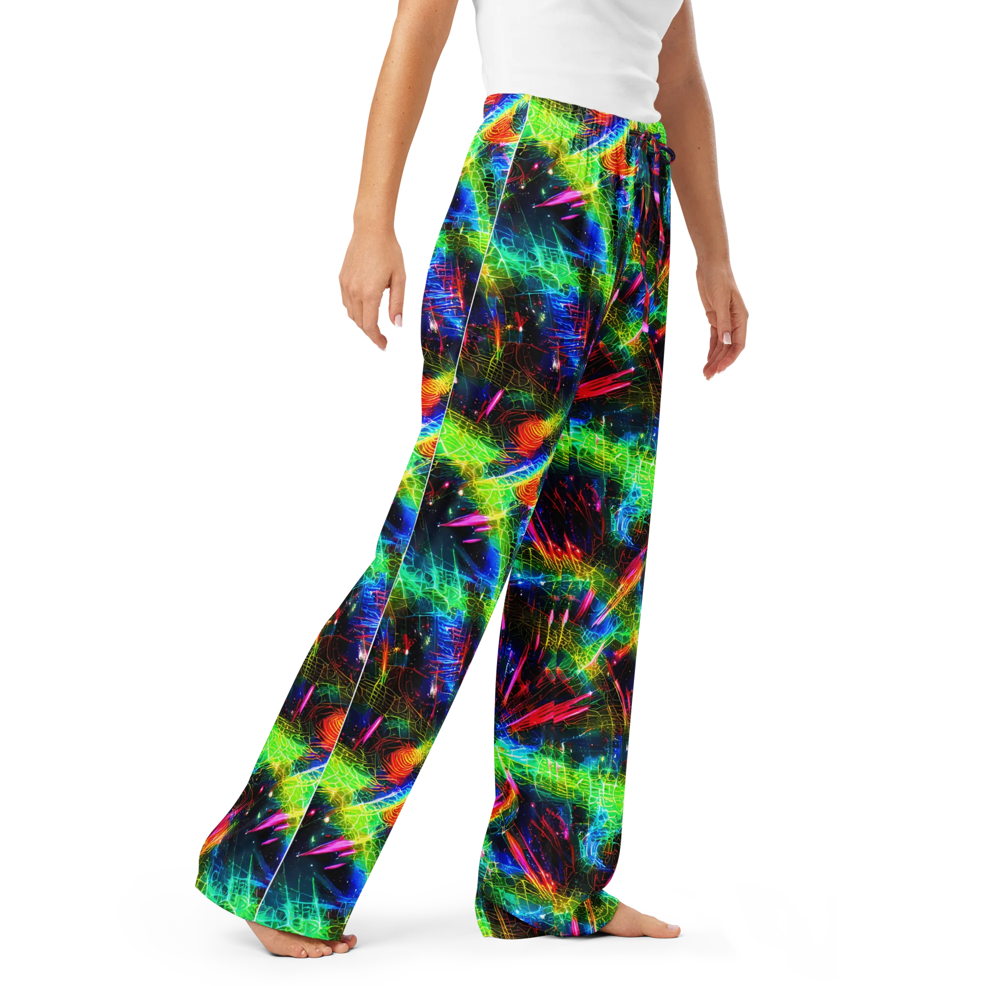 Neon Pulse on Women's Pajama Pants — Right Front