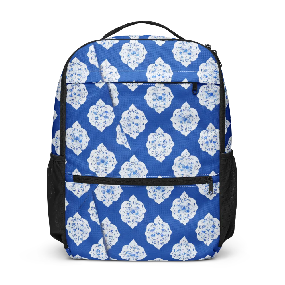 Blue Porcelain Bloom on Utility Backpack — Front
