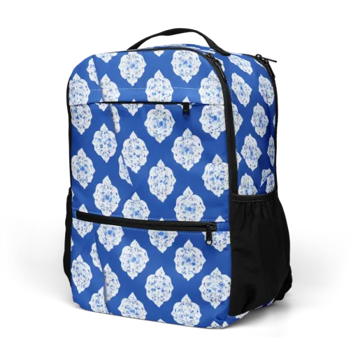 Blue Porcelain Bloom on a Utility Backpack