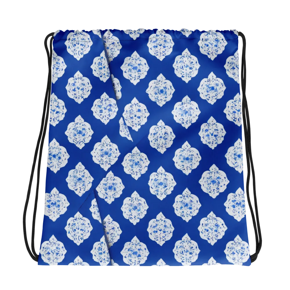 Blue Porcelain Bloom on Drawstring Bag — Photo