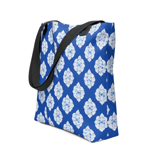 Blue Porcelain Bloom on a Tote Bag