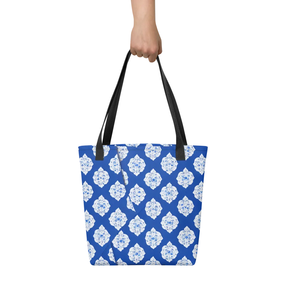Blue Porcelain Bloom on Tote Bag — Front