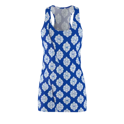 Blue Porcelain Bloom on a Racerback Dress