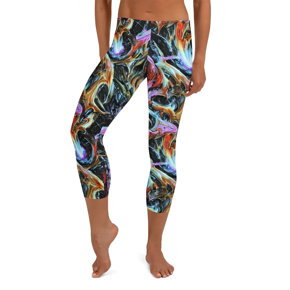 Galactic Spill on Capri Leggings — Front